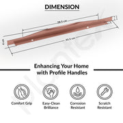 Plantex Profile Handle for Kitchen Cabinet/20 Inch Aluminium Drawer Profile Handle/Wardrobe Pull Handle for Home/Office/Hotel - Pack of 2 (Rose Gold)