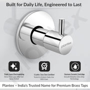 Plantex ICO-906 Pure Brass Angular Concealed Stop Cocke/Angle Valve for Bathroom With Teflon Tape and Adjustable Brass Wall Flange â€“ 15 mm (Mirror-Chrome Finish)