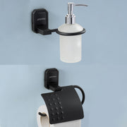 Plantex Cute 304 Grade Stainless Steel Toilet Paper Holder/Liquid Soap Dispenser/Bathroom Accessories - Black