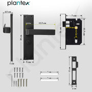 Plantex Stainless Steel Door Lock Ã¢â‚¬â€œ Bathroom Door Lock/Mortise 8inch Keyless Plate Handle Set for Home/Bathroom/Store Room/Balcony/Office - Pack of 1 (DTM-661, Z-Black)