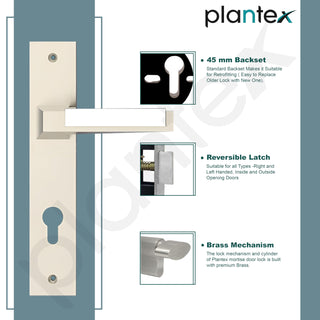 Plantex Premium Door Lock for Home/6-Lever Lock Mechanism with 3 Years of Warranty/Mortise Locks for Door - (8001- Chrome & Matt)