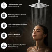 Plantex Stainless Steel 6 Inch Rain Flow Overhead Shower with Water Saving Nozzle/Bathroom Shower/Adjustable Shower Head for Bathroom without Arm - (APS-617-Chrome)