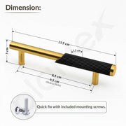 Plantex Stainless Steel & Aluminium Cabinet Handle/96mm Wardrobe Door Handle/Cupboard Pull-Push Handles for Home/Office - Pack of 2 (Black & Gold)