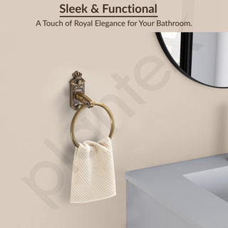 Plantex Aluminium Antique Towel Ring/Napkin Holder/Towel Hanger/Bathroom Accessories (Brass-Antique Finish)