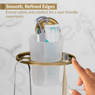 Plantex 304 Grade Stainless Steel Toothbrush Holder/ABS Tumbler Stand for Bathroom and Wash Basin/Bathroom Accessories - Niko (Antique)
