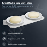 Plantex Dual Soap Holder for Bathroom/Acrylic Double Round Soap Dish/Stand/Bar/Soap Case/Bathroom Accessories - Pack of 1 (VIW-122, White)