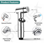Plantex Jet Spray for Toilet/Health Faucet with Shower Hose/ABS Handheld Bidet Spray/2-in-1 Dual Control Valve/Bathroom & Kitchen – Chrome