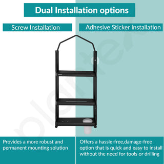 Plantex Shower Rack/Self Adhesive Shower Caddy for Bathroom Hanging/3 Layer Shower Shelf for Bathroom with Soap Dish Holder,Toothbrush Holder (1520, Black)