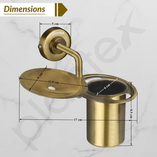 Plantex 304 Grade Stainless Steel 2in1 Soap Holder with Tumbler Holder/Bathroom Accessories - Daizy (Antique)