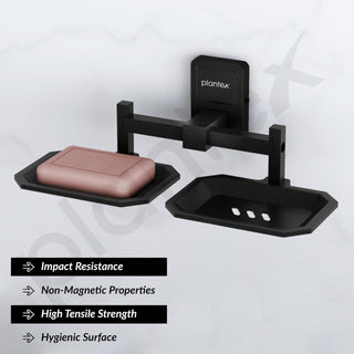 Plantex 304 Grade Stainless Steel Dual Soap Holder for Bathroom/Soap Case/Soap Stand/Soap Tray/Bathroom Accessories - Darcy(Black)