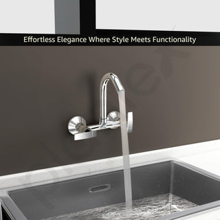 Plantex Sink Mixer Tap Hot and Cold/Mixer Tap for Kitchen Sink with Brass Spindle/Kitchen Sink Faucet with Wall Flange and Teflon Tape (Samar-Chrome)