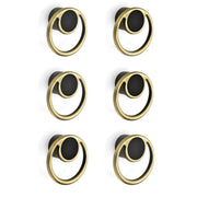 Plantex Drawer Knobs/Ring Drawer Kadi/Pull-Push Knobs for Kitchen/Bedroom Drawer - Pack of 6 (Brass Antique & Black)