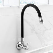 Plantex Flexible Tap for Kitchen Sink/360Â° Rotating Sink Tap for Basin/Flexible Tape with Wall Flange & Teflon Tape â€“ Wall Mount (Chrome)