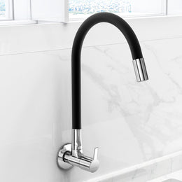 Plantex Flexible Tap for Kitchen Sink/360Â° Rotating Sink Tap for Basin/Flexible Tape with Wall Flange & Teflon Tape â€“ Wall Mount (Chrome)