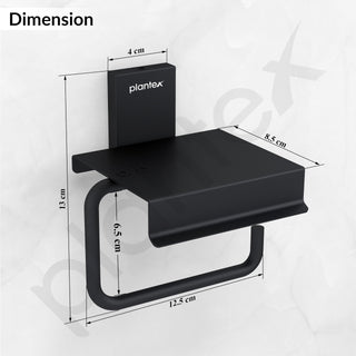 Plantex 304 Grade Stainless Steel Bathroom Toilet Paper Holder with Mobile Stand/Toilet Tissue Holder/Bathroom Accessories (Crystal, Black)