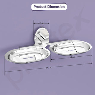Plantex 304 Grade Stainless Steel Twin Soap Holder Stand for Bathroom and Wash Basin/Bathroom Accessories - Olive (Chrome)