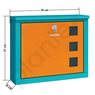 Plantex GI Steel Letter Box/Complaint Box/Small Suggestion Box for Office/Post Box for Home/Wall Mount Mail Box - (Green & Orange)