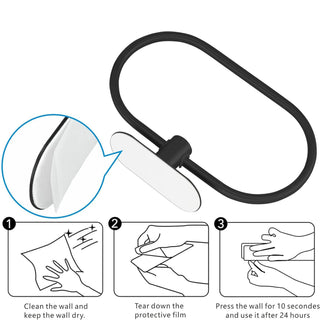 Plantex Stainless Steel Self-Adhesive Bathroom Accessories Set - 16 Inch Towel Holder, Napkin/Paper Holder, Robe Hook - 4pcs Combo (Black)