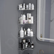 Plantex Self Adhesive Corner Shelf for Wall/Stainless Steel Bathroom Shelf/Kitchen Corner Shelf/Bathroom Organizer Without Drill-Pack of 4 (Chrome)
