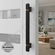 Plantex 12 Inch Main Door Handle/Aluminium Handle for Door/Black Pull-Push Handle for Home/Office/3 Years Warranty By Plantex - Pack of 1 (APS-613, Black & Rose Gold)