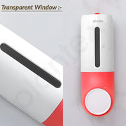 Plantex Liquid Soap Dispenser/ABS Plastic Shampoo Dispenser/Wall Mount handwash Dispenser for Bathroom Accessories - Red & White