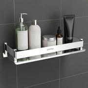 Plantex Stainless Steel Bathroom Shelf Rack / Bathroom Organizer / Wall Shelf for Bathroom Accessories Set / Kitchen Stand / Kitchen Shelves & Racks - Chrome (12x5 Inch)