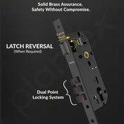 Plantex Door Lock for Home/Main Door Lock Set/Mortise Lock Set with Brass Lock Body & Cylinder - 3 Years of Warranty (7134, Grey & PVD Choco)