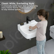 Plantex Ceramic Wall Hung Basin/Washbasin for Bathroom/Wall Mounted Wash Basin/Sink for Living Room (Vita, White)