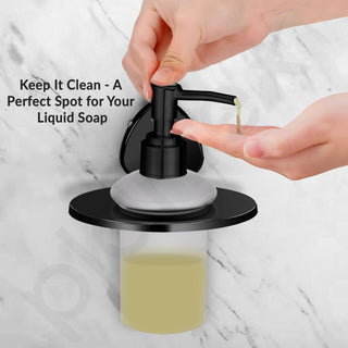 Plantex J4 Stainless Steel Liquid Soap Dispenser/Shampoo Dispenser for Wash Basin/Hand Wash Dispenser Wall Mounted/Bathroom Accessories (PVD Black Finish) Angel
