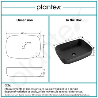 Plantex Ceramic Black Wash Basin for Bathroom/Table Top Basin/Washbasin for Bathroom (Matt Black - 18 x 13 x 5.5 Inch)