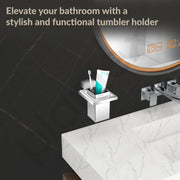 Plantex Tumbler Holder for Bathroom/304 Grade Stainless Steel Tooth Brush Holder/Toothpaste/Razor Holder/Bathroom Accessories - Pack of 1 (Tesla - 2702, Chrome)