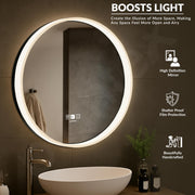 Plantex Aluminium Frame LED Mirror for Wall/Wall Mount Mirror for Bedroom/Dressing Room/Living Room/Entryway - (24 Inch-Black)