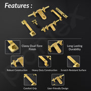 Plantex Stainless Steel Door Kit for Single Door/Door Accessories (10-inch Al-Drop,8-inch Latch,2 Handles of 8 and 7 Inch,7-inch Tower Bolt and 4-inch Door Stopper- (PVD Gold)