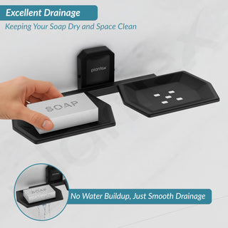 Plantex 304 Grade Stainless Steel Twin Soap Holder Stand for Bathroom and Wash Basin/Bathroom Accessories - Cute (Black)