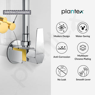 Plantex Angle Valve with Wall Flange & Teflon Tap/Angle Cocke for Bathroom/Bathroom Accessories -Chrome (Celesiya-1244)