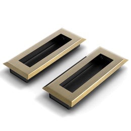 Plantex Sliding Door Handle/Concealed Handle for Sliding Door/96mm Concealed Handle for Wardrobe/Kitchen Cabinet - Pack of 2 (Brass Antique)
