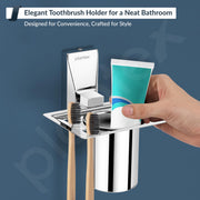 Plantex 304 Grade Stainless Steel Tumbler Holder/Tooth Brush Holder for Bathroom Accessories - Crystal (Chrome)