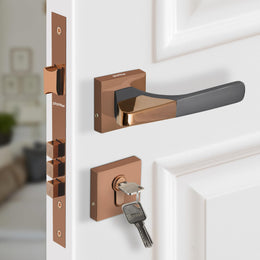 Plantex Main Door Lock/Mortise Lock for Door with 3 Years of Warranty - Robust Door Lock for Home with Brass Lock Body & Cylinder(7114 - PVD Choco & Satin Black)