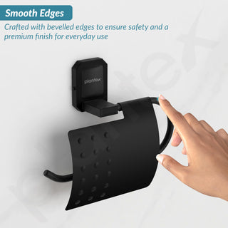 Plantex 304 Grade Stainless Steel Tissue/Toilet Paper roll Holder Stand for washroom/Bathroom Accessories - Cute (Black)