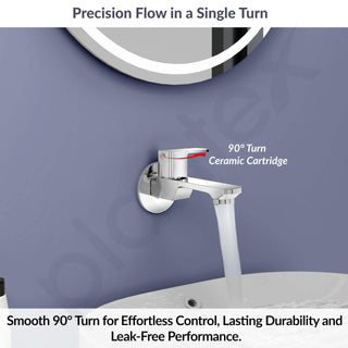 Plantex Single Lever Long Body Bib Tap for Bathroom with Water Saving Aerator/Tap for Wash Basin with Brass Spindle/Wall Mount Bib Tap with Wall Flange and Teflon Tape (SAGA-1292- Chrome)