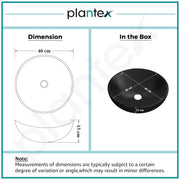Plantex Premium Ceramic Tabletop Round Wash Basin/Countertop Bathroom Sink (Black, 15.5 x 15.5 x 5 Inch) 40 x 40 x 13 cm