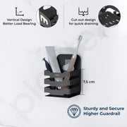 Plantex Self Adhesive Tumbler Holder for Barthroom/Stainless Steel Toothbrush Holder/Toothpaste Stand/Bathroom Accessories - Pack of 1 (1252, Black)