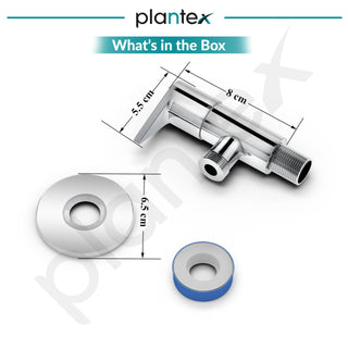 Plantex Brass Angle Valve with Wall Flange & Teflon Tape/Angle Cock/Angle valve for Bathroom with 7-Year Warranty - (PAC-1805 Nickel Chrome)