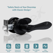 Plantex Heavy-Duty Door Lock - Bathroom Door Lock/Mortise Keyless Handle Set for Home/Bathroom/Balcony/Store Room - (DTM-628, Black)