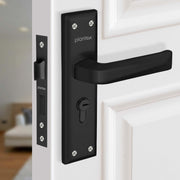 Plantex Heavy-Duty Door Lock Set - Main Door Lock Handle Set/6-Lever Lock Mechanism Mortise Lock with 3 Keys, Brass Lock Body & Cylinder (PTP-08, Black)