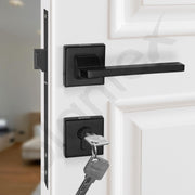 Plantex Premium Door Lock for Main Door/Mortise Door Lock for Bedroom/Door Handle Lock Set with 3 Brass Keys (605-Black)