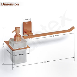Plantex 304 Grade Stainless Steel Liquid Soap Dispenser with Napkin Ring/Shampoo Dispenser/Towel Ring for Bathroom/Bathroom Accessories - Pack of 1 (Crystal, PVD Rose Gold)