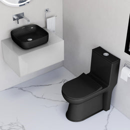Plantex Ceramic Commode with Washbasin/Rimless Washdown Commode for Toilet/S Trap Western Toilet Combo/Bathroom Wash Basin - (Matt Black)