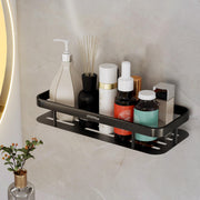 Plantex Bathroom Shelf for Wall/Wall Mounted Shelves Without Drill/Self Adhesive Bathroom Shelf/Rack/Kitchen Organizer with Magic Sticker(12x5 inches, Matt Black)