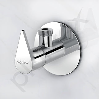 Plantex Brass Angle Valve with Wall Flange & Teflon Tape/Angle Cock/Angle valve for Bathroom with 7-Year Warranty - (PAC-1805 Nickel Chrome)